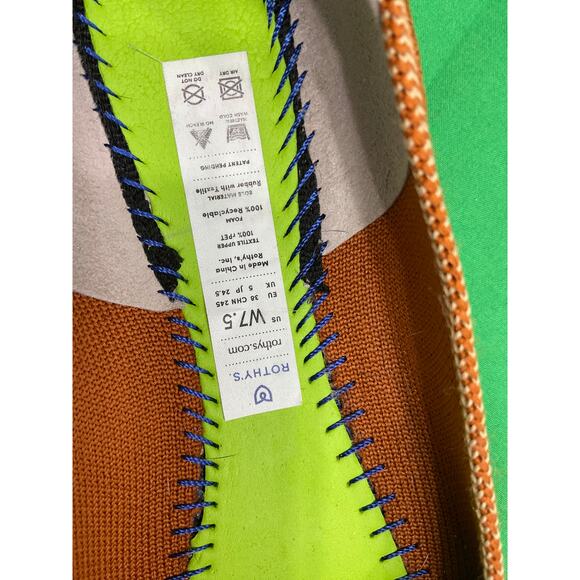 Rothy's The Point ballet flats the "Amber" burnt orange textile Blue Trim 7.5 - Picture 12 of 14